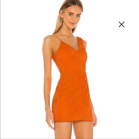 Michael Costello X Revolve Mini Dress Lace Orange - Picture 2 of 11